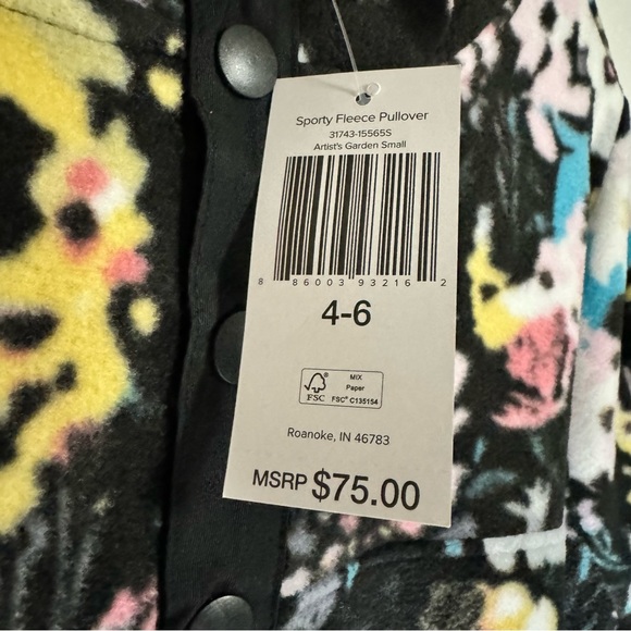NWT Vera Bradley Women's Snap Collar Fleece Pullover Sweatshirt with Pockets - Picture 5 of 6